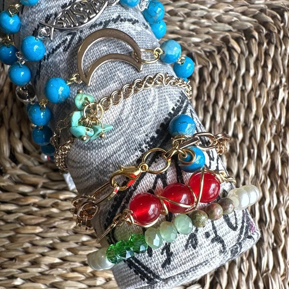 Untreated ruby adjustable rope gold chain bracelet/July birthstone/devotion - Picture 4 of 9